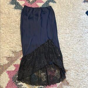 Elegant Black Lace Trim Skirt